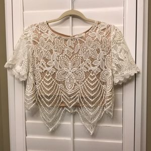 San joy lace crop top NWOT